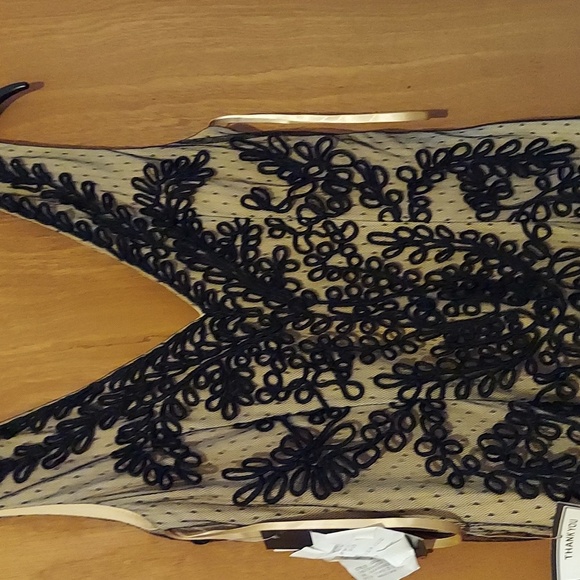 Betsy & Adam Soutache Mermaid Gown - Black/Nude - Picture 5 of 5